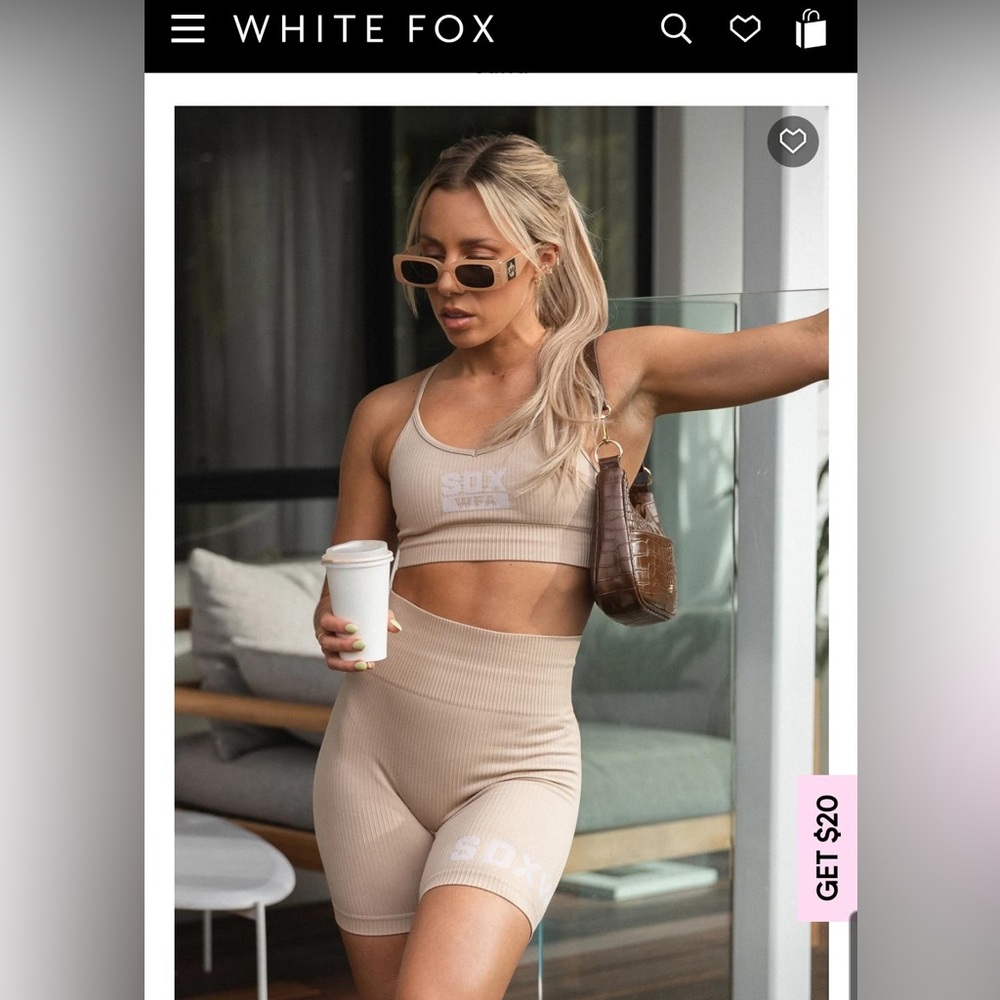 White Fox Sarah’s Day Sand Tan Biker Shorts